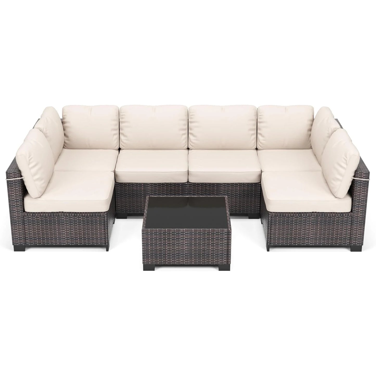 7-Piece Modular Outdoor Furniture Set Wicker