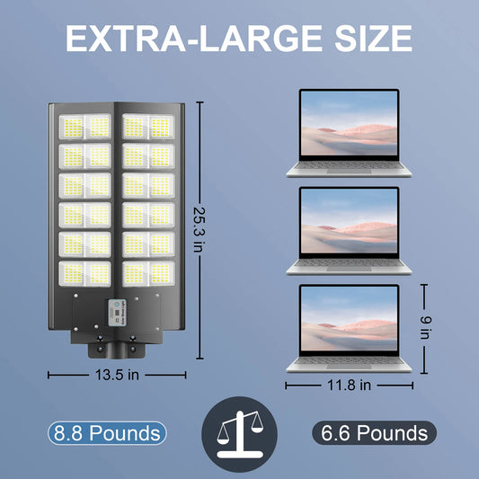 2 Pcs 6000W Outdoor solar light with motion sensor, timer