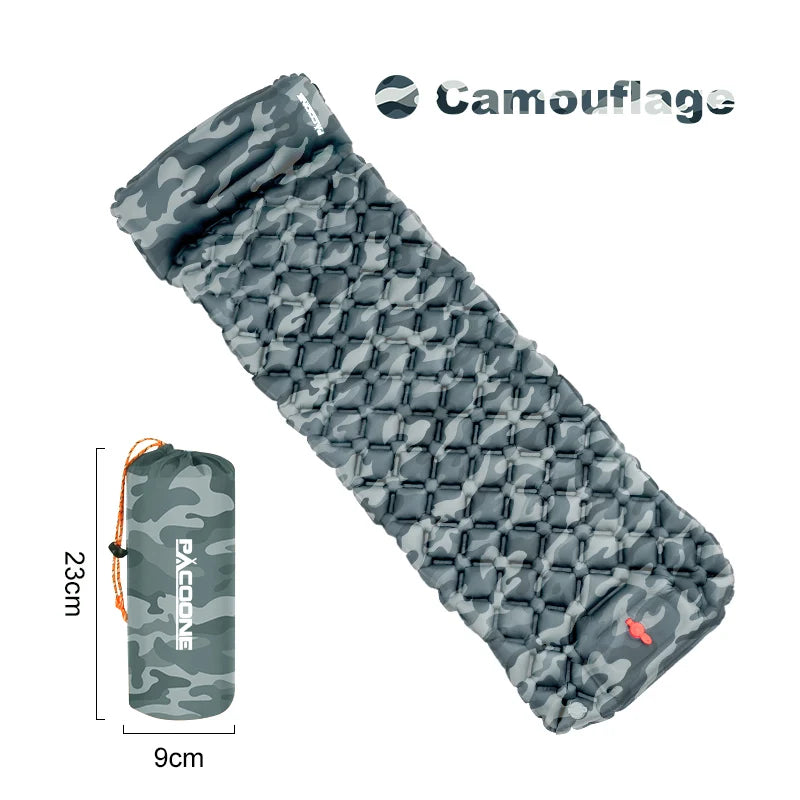 Outdoor Sleeping Pad Camping Inflatable Mattress Built-in Pump Ultralight Air Cushion