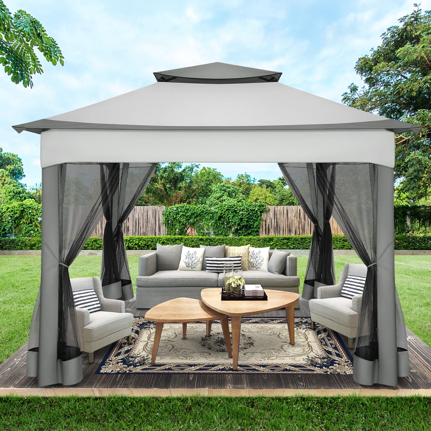 Outdoor 12x12 Pop up Gazebo Shelter with Curtains