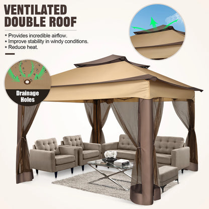 Outdoor 12x12 Pop up Gazebo Shelter with Curtains
