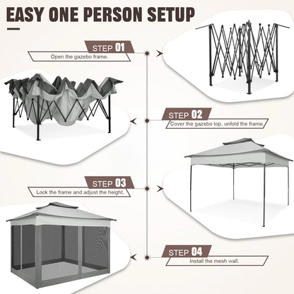 Outdoor 12x12 Pop up Gazebo Shelter with Curtains