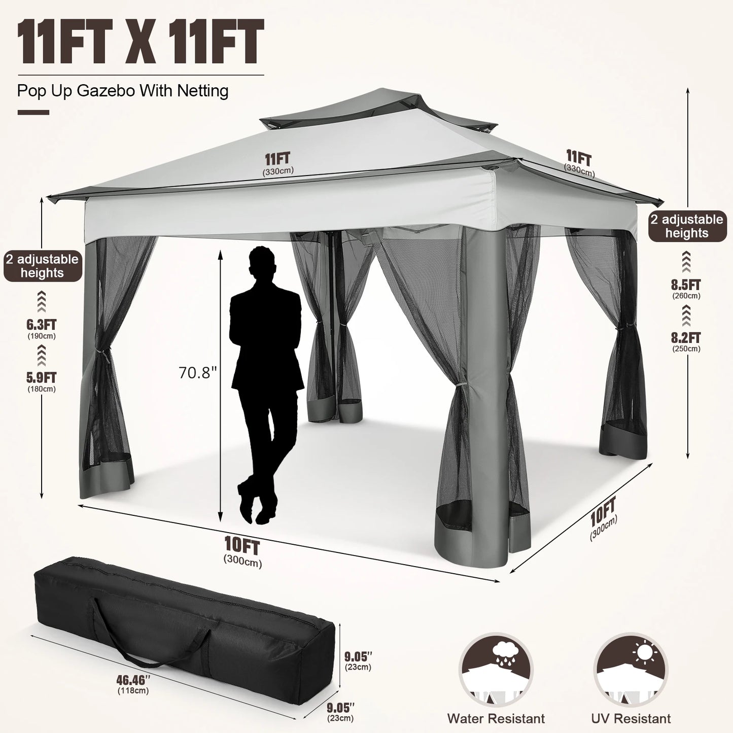 Outdoor 12x12 Pop up Gazebo Shelter with Curtains