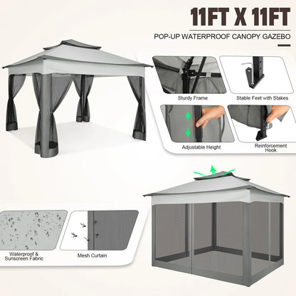 Outdoor 12x12 Pop up Gazebo Shelter with Curtains