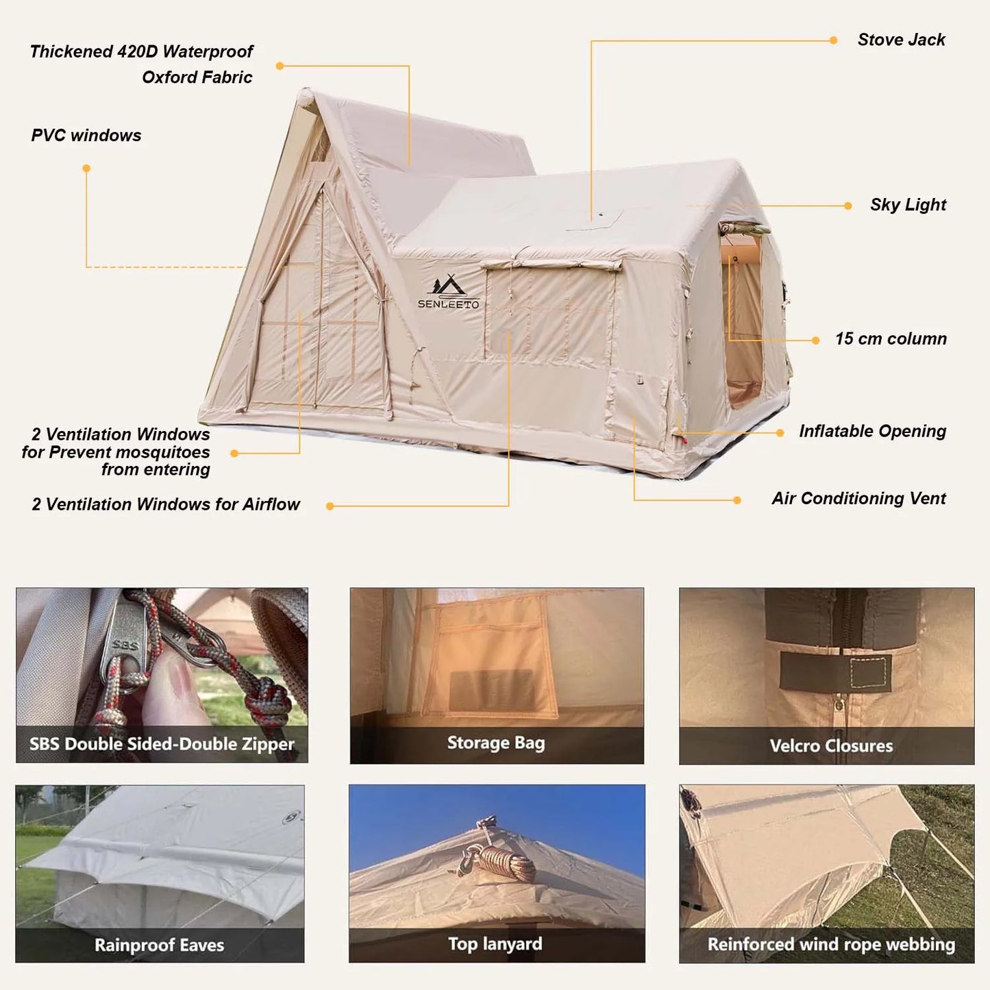 Large Inflatable Tent Cabin for 8-10 Person