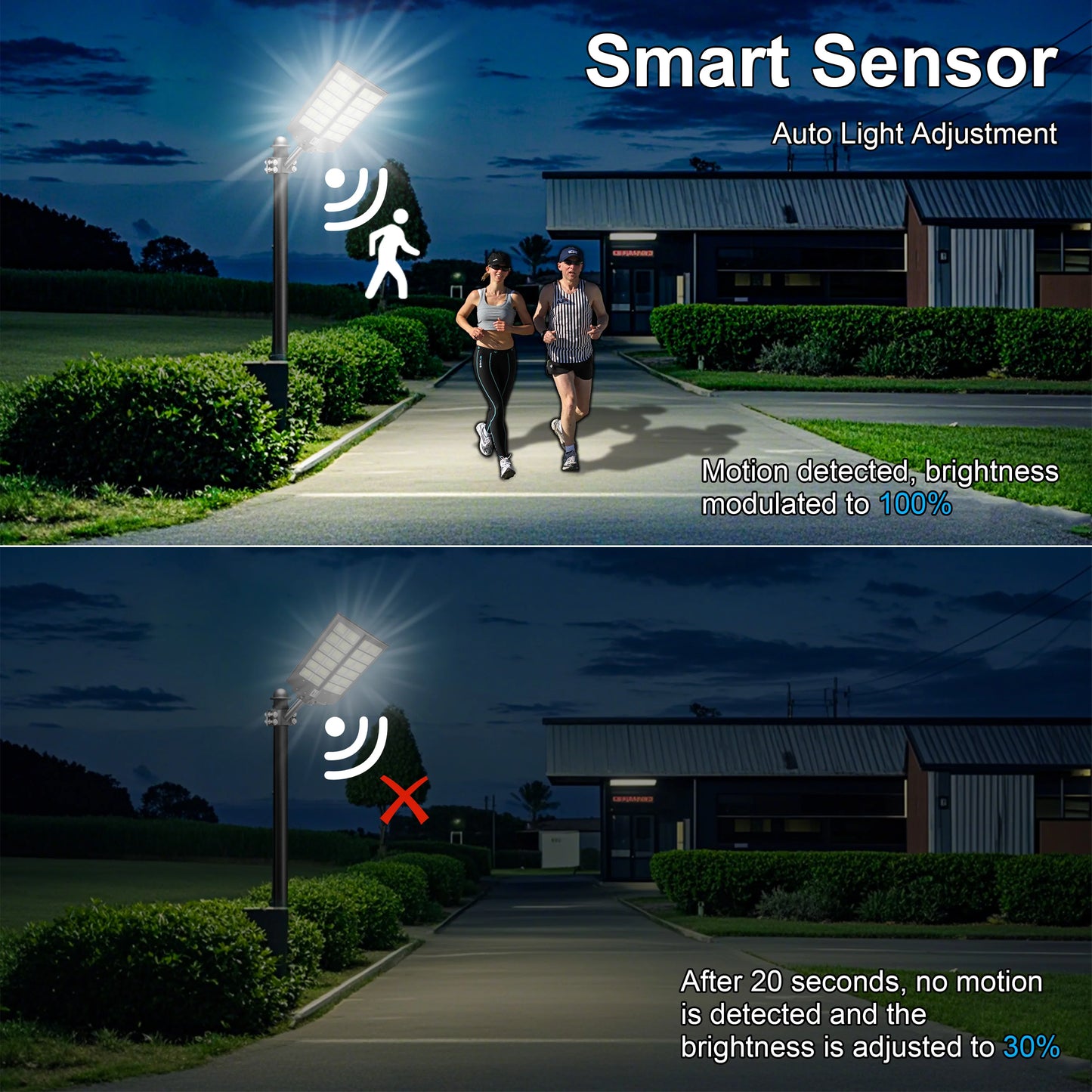 2 Pcs 6000W Outdoor solar light with motion sensor, timer