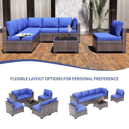7-Piece Modular Outdoor Furniture Set Wicker