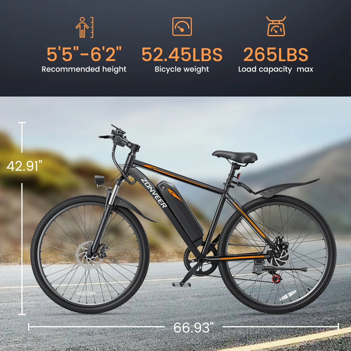 M26 Electric Bicycle Peak 1000W Motor 360WH Lithium Battery