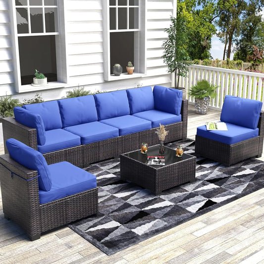 7-Piece Modular Outdoor Furniture Set Wicker