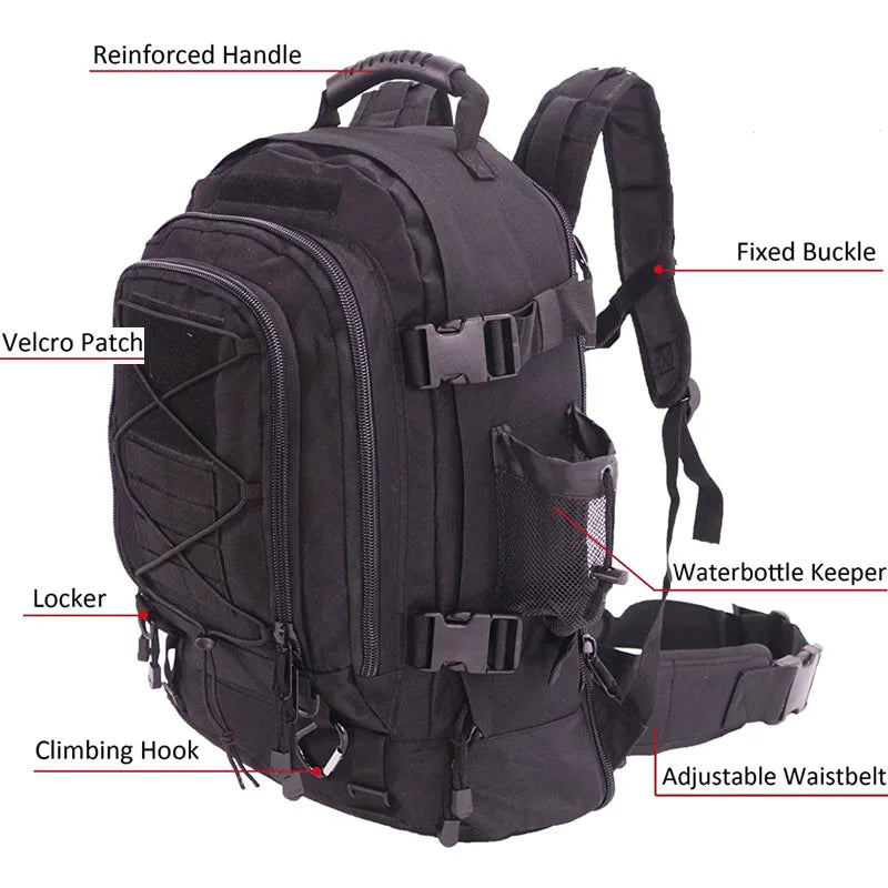 60L Military Tactical Backpack Molle Assault Rucksack