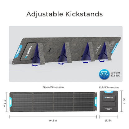 Renogy 200W Portable Solar Panel, IP65 Waterproof Foldable Solar Panel Power Backup, Solar Charger for Power Station RV Camping