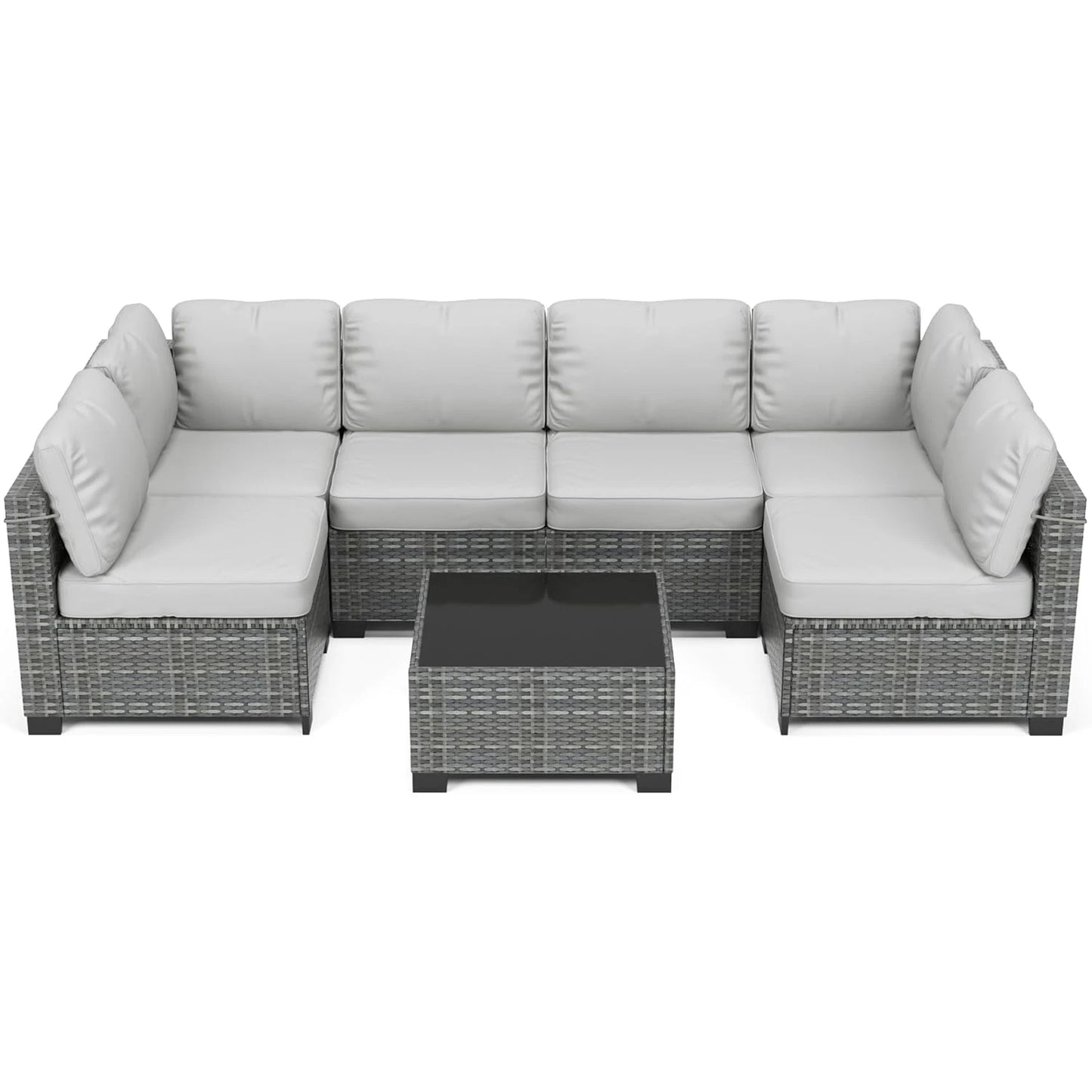 7-Piece Modular Outdoor Furniture Set Wicker