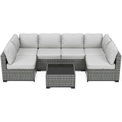 7-Piece Modular Outdoor Furniture Set Wicker