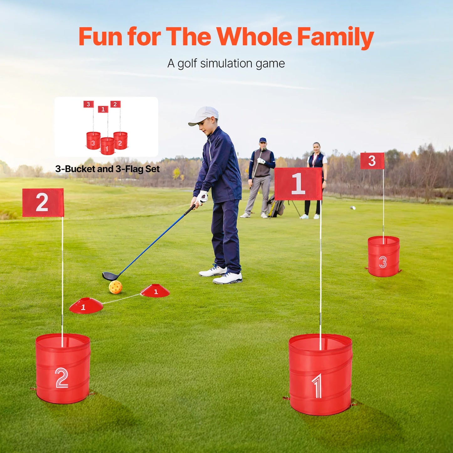 3/6/9 Hole Kids Backyard Golf Game Portable Bucket Golf Course