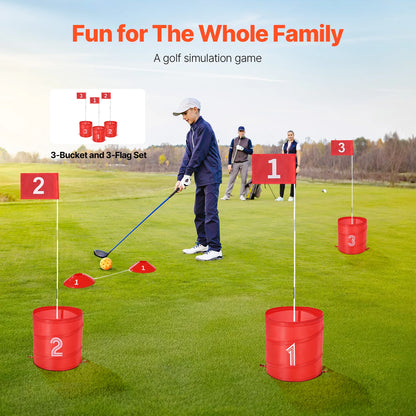 3/6/9 Hole Kids Backyard Golf Game Portable Bucket Golf Course