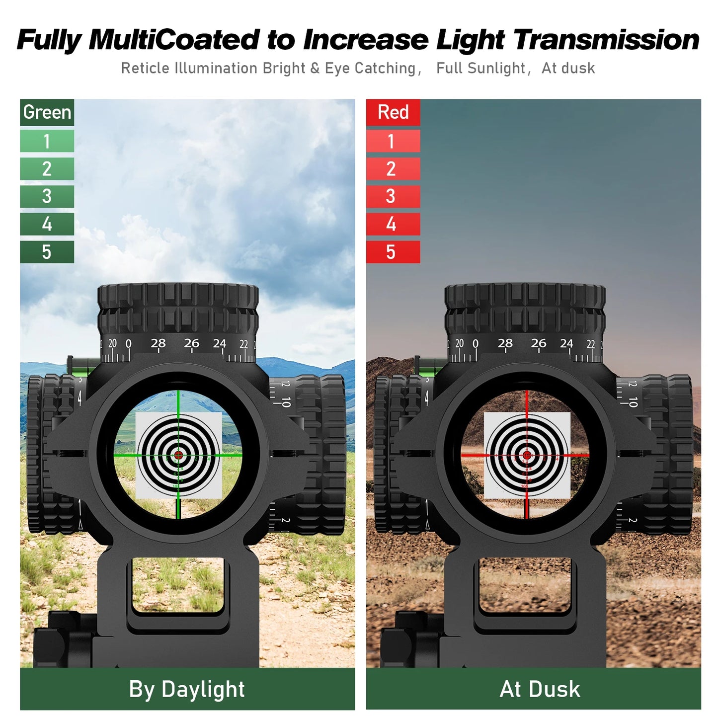 1-5X24 Tactical Illuminated Optical Rifle Sight Scope