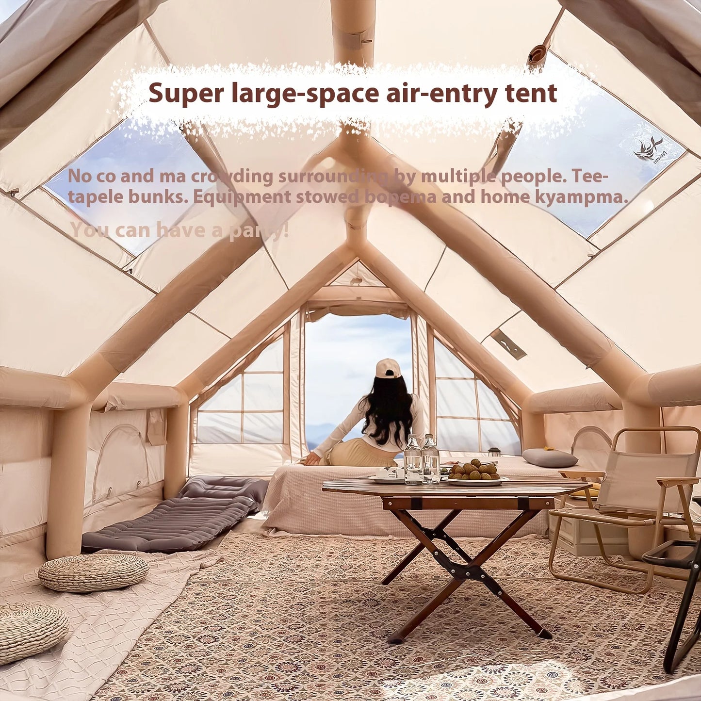 Inflatable Tent For Outdoor Recreational With Stove Plug,