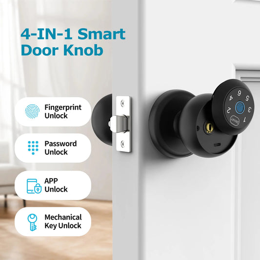 Ball-Shaped Smart Lock Fingerprint, App-Controlled, Passcode, Touch Pad