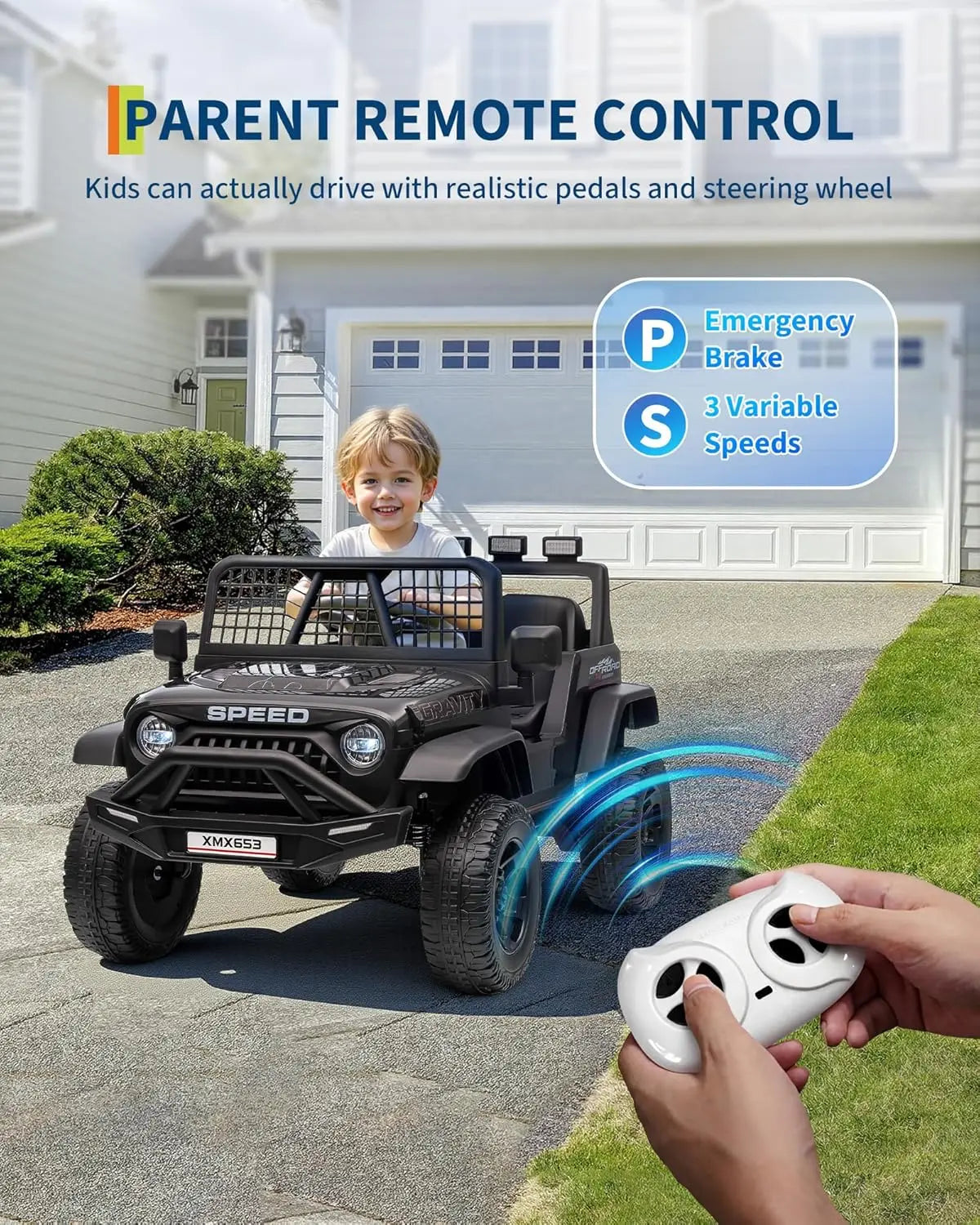 Electric Kids Ride On Car with Remote Control Bluetooth Music Player LED Light
