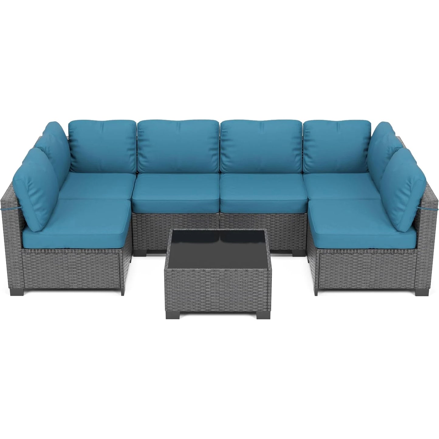 7-Piece Modular Outdoor Furniture Set Wicker