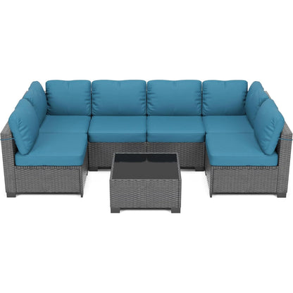 7-Piece Modular Outdoor Furniture Set Wicker