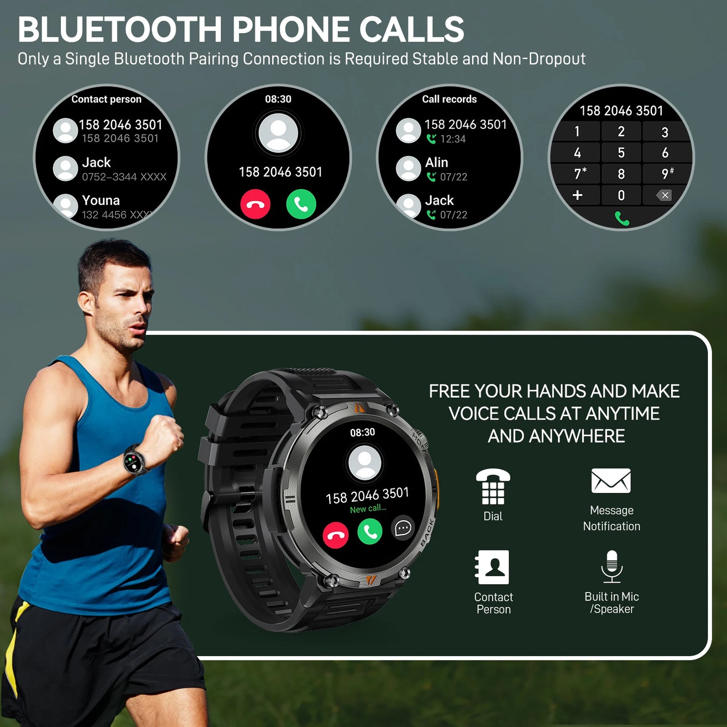 Bluetooth Call smartwatch for men Full Touch Screen With Health Monitor heart rate