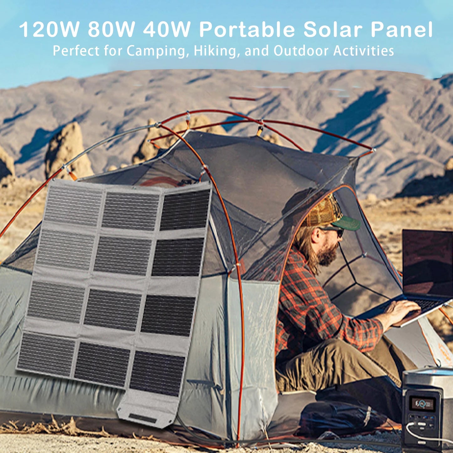 120W 80W 40W Portable Solar Panel, Emergency Power Supply