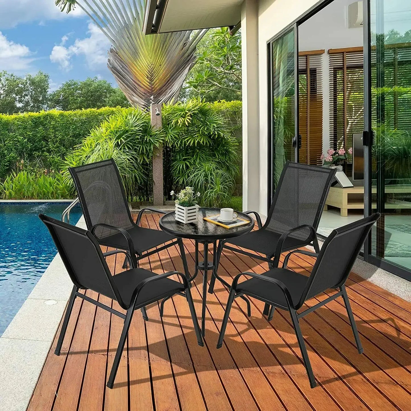 4PCS Garden Chairs black