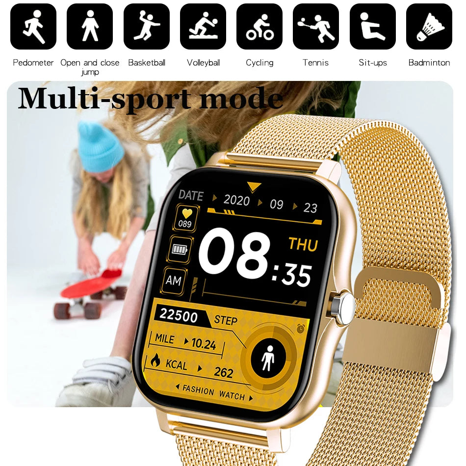 Smartwatch Multi-Sport Mode outdoor Control exercise count calories Weather Forecast Message Notification Compatible with Android