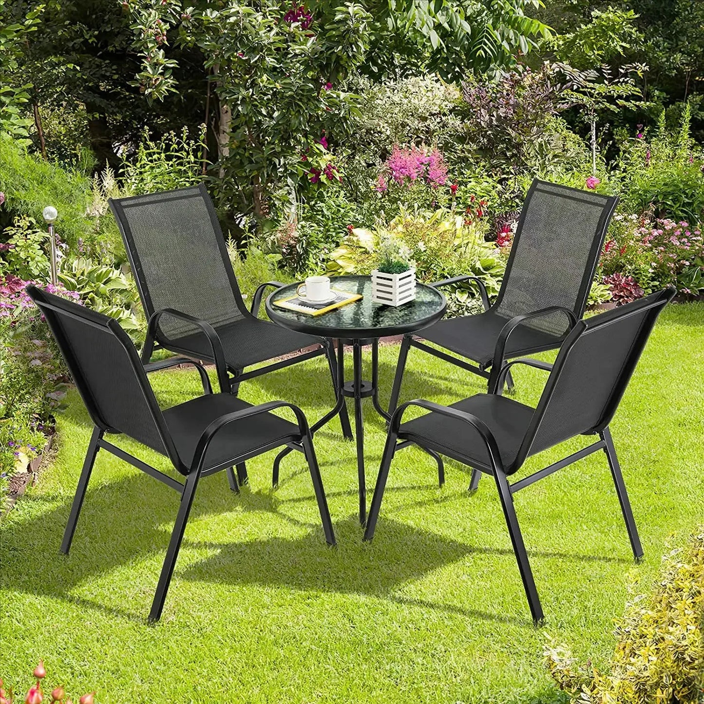 4PCS Garden Chairs black