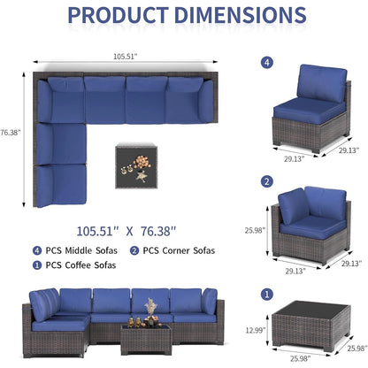 7-Piece Modular Outdoor Furniture Set Wicker