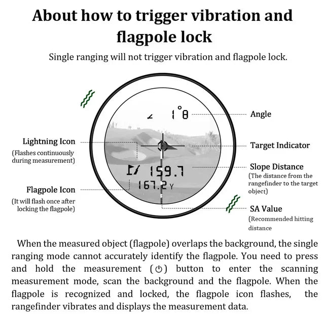 Golf Rangefinder, 6x Magnification , Flag-Lock Vibration