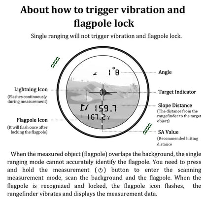 Golf Rangefinder, 6x Magnification , Flag-Lock Vibration