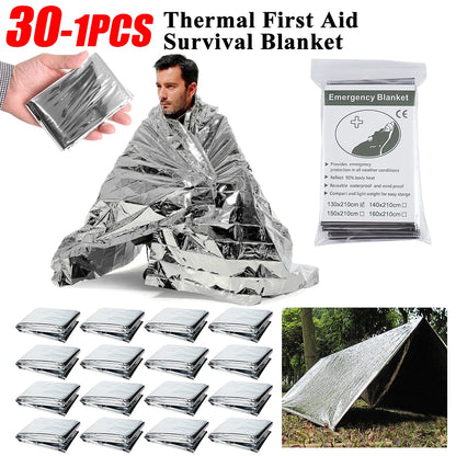 30-1PCS Emergency Rescue Outdoor Survive Foil Thermal Blanket ﻿