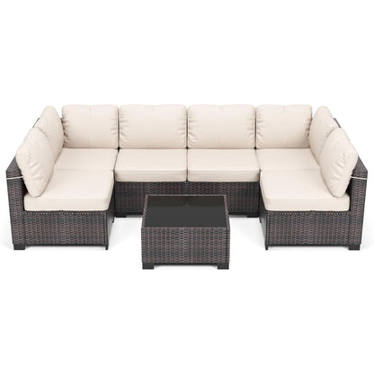 7-Piece Modular Outdoor Furniture Set Wicker