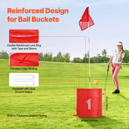 3/6/9 Hole Kids Backyard Golf Game Portable Bucket Golf Course