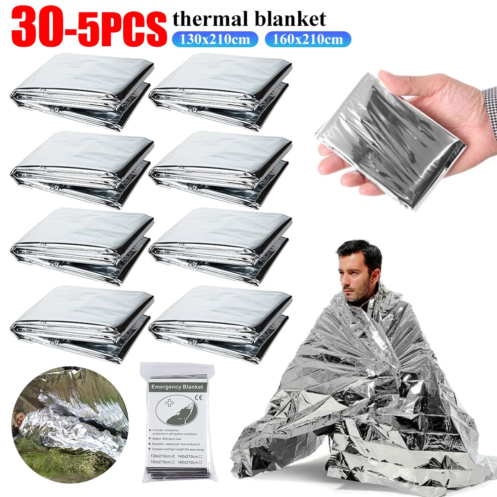 30-1PCS Emergency Rescue Outdoor Survive Foil Thermal Blanket ﻿