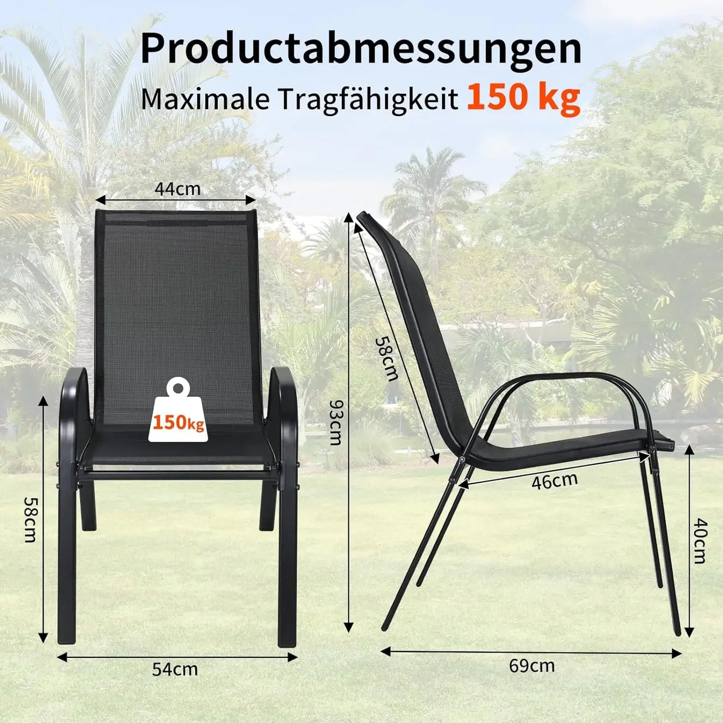 4PCS Garden Chairs black