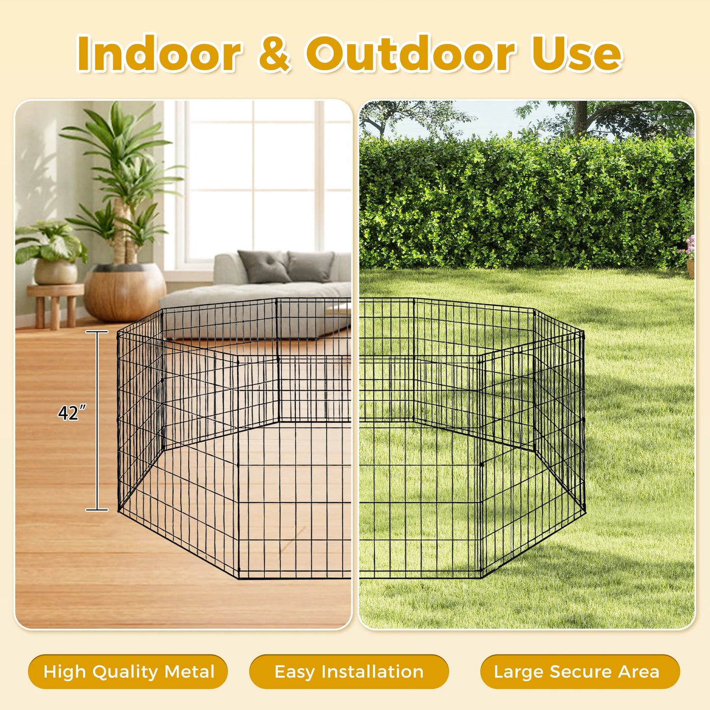 Foldable Metal Pet Playpen for Indoor/Outdoor