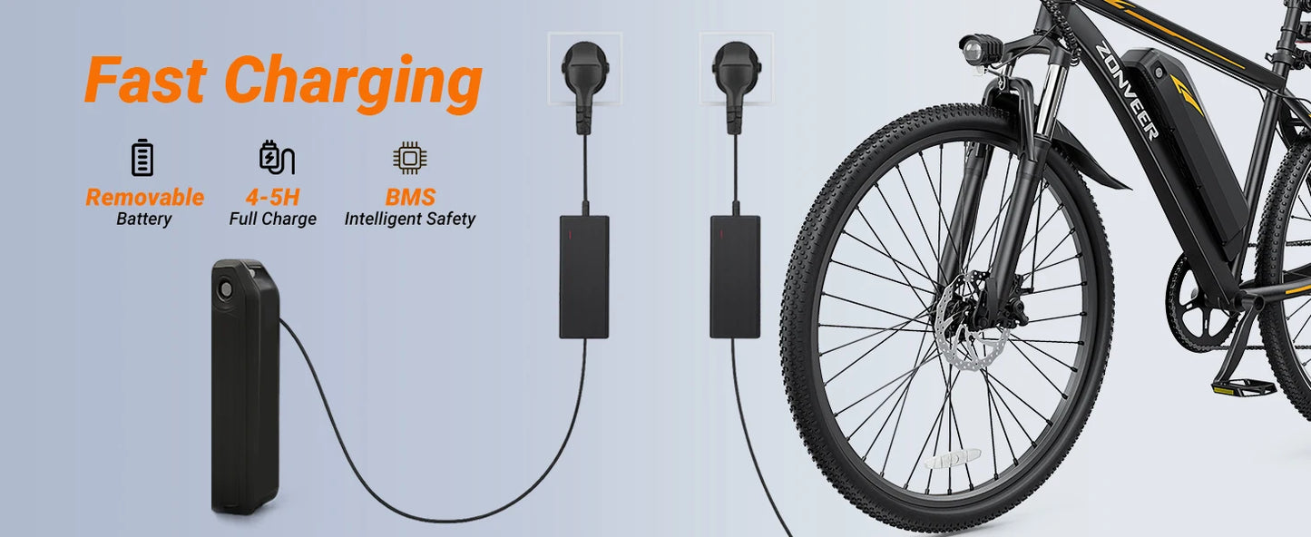 M26 Electric Bicycle Peak 1000W Motor 360WH Lithium Battery