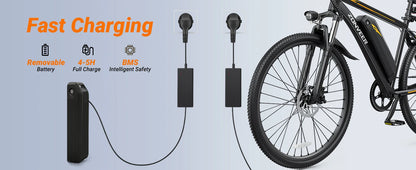 M26 Electric Bicycle Peak 1000W Motor 360WH Lithium Battery