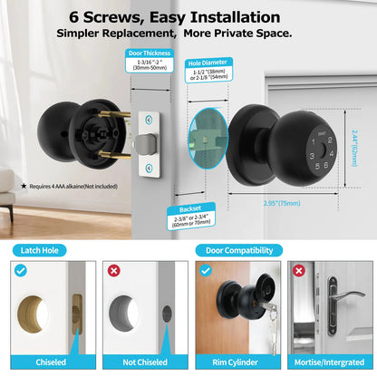 Ball-Shaped Smart Lock Fingerprint, App-Controlled, Passcode, Touch Pad