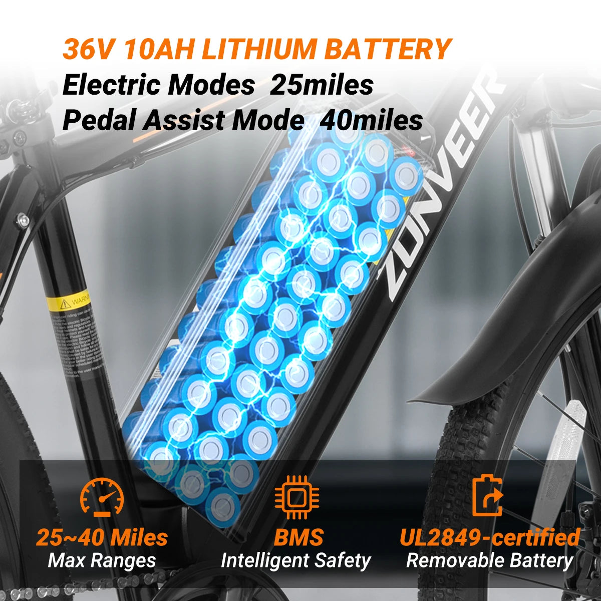 M26 Electric Bicycle Peak 1000W Motor 360WH Lithium Battery