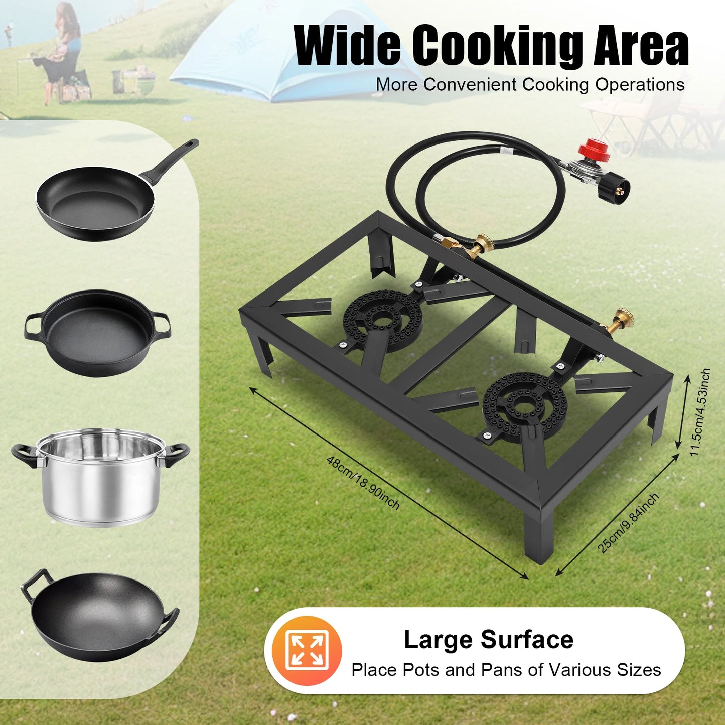 8000W Portable Double Burner Outdoor Propane Gas Camping Stove