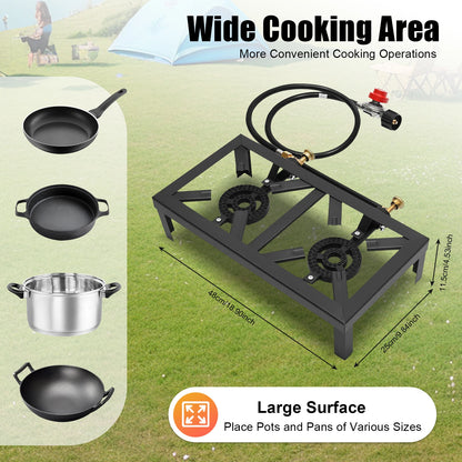 8000W Portable Double Burner Outdoor Propane Gas Camping Stove