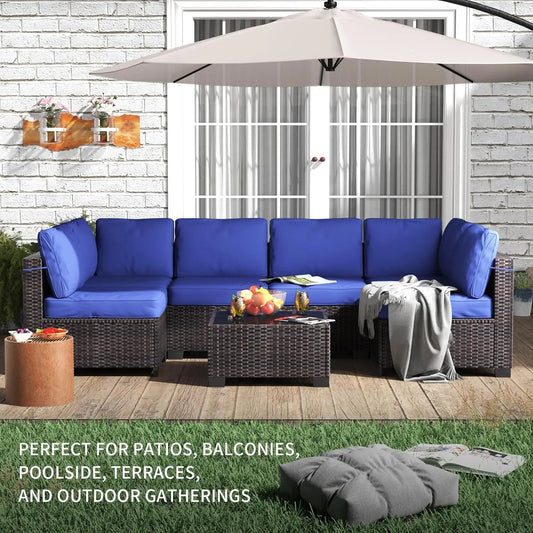 7-Piece Modular Outdoor Furniture Set Wicker