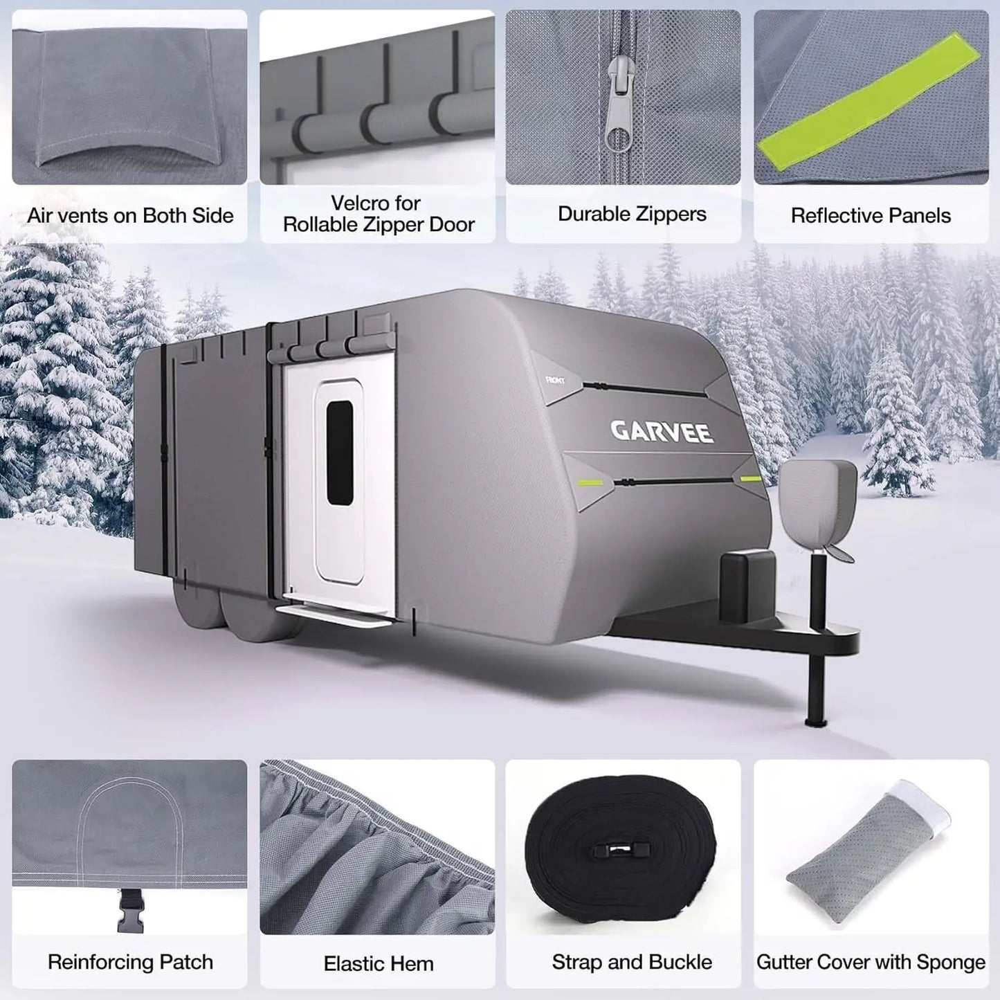 Anti-UV All-weather RV Cover For 20-22/24-27/27-30 FT Travel Trailer