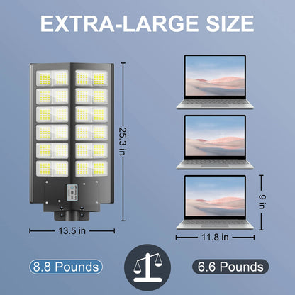 2 Pcs 6000W Outdoor solar light with motion sensor, timer