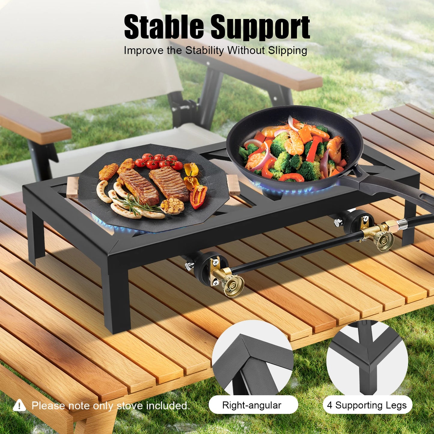 8000W Portable Double Burner Outdoor Propane Gas Camping Stove