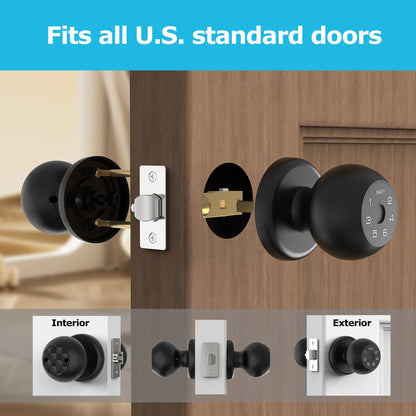 Ball-Shaped Smart Lock Fingerprint, App-Controlled, Passcode, Touch Pad